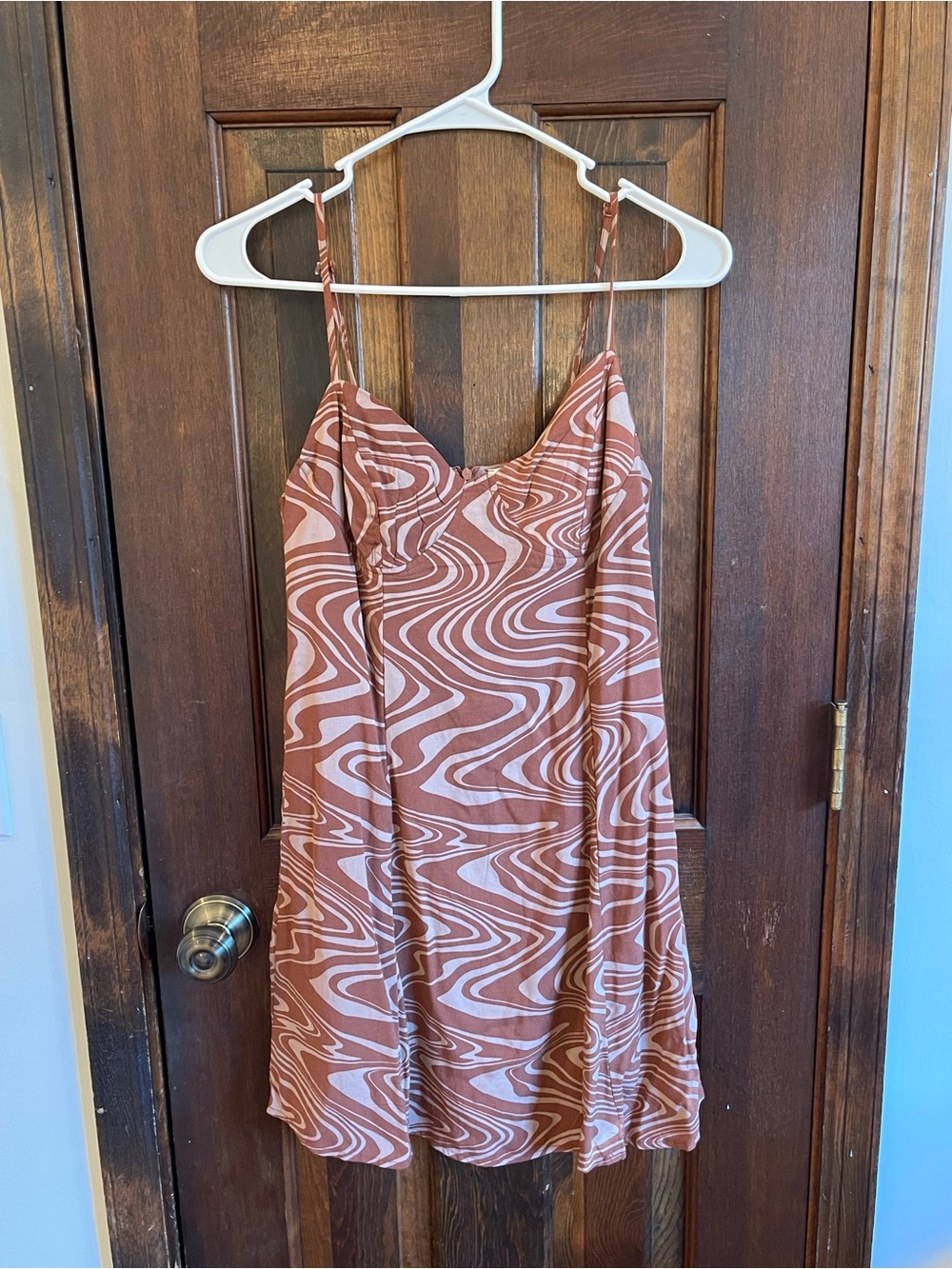 L.A. Hearts PacSun Brown Cream Swirl Print Mini Slip Dress Y2K Trendy NWT